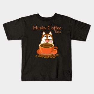 Husky Coffee Time Kids T-Shirt